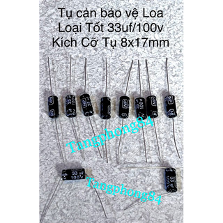 Tụ cản bảo vệ loa vệ xác nhỏ loại tốt , 33uf/100v kích thước 8x17mm. giá bán 5 tụ là 50k