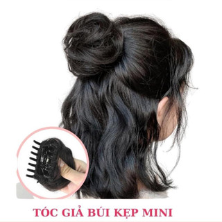 Tóc giả búi mini kẹp nửa đầu, sợi tơ cao cấp mềm mượt như tóc thật  TGNBU10