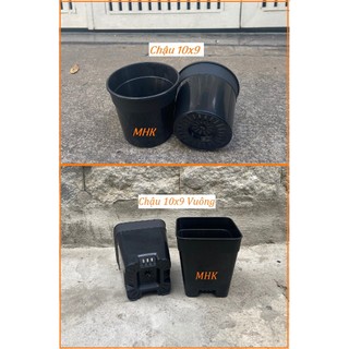 Chậu nhựa cứng 10x9 cm ĐEN - TRÒN / VUÔNG , xương rồng , sen đá , ươm cây , chậu nhựa mini !