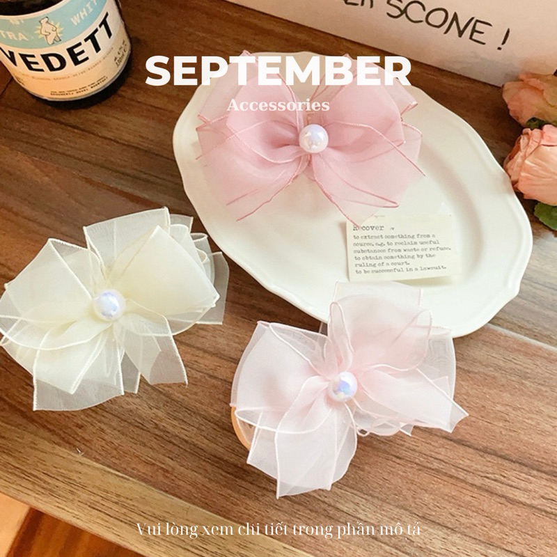 Kẹp Tóc Nữ Càng Cua Phối Nơ Màu Hồng Nhẹ Nhàng - SEPTEMBER accessories