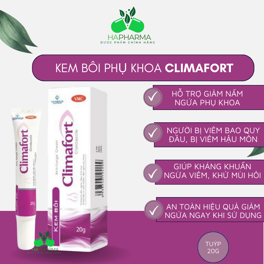 Kem bôi phụ khoa CLIMAFORT giảm viêm nhiễm nấm ngứa phụ kho cho cả nam và nữ tuýp 20g
