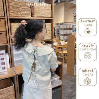  Áo cổ sen hở lưng thắt nơ phía sau phong cách nàng thơ - 22TH TOP 