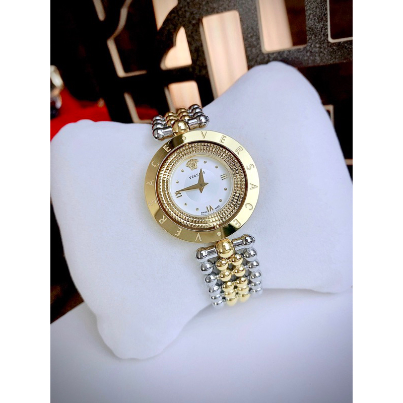 Đồng hồ nữ VERSACE EON POUR FEMMES máy thuỵ sỹ mặt tròn siz 33mm demi vàng gold
