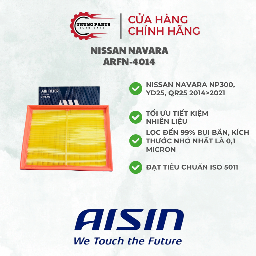 Lọc gió động cơ Nissan Navara - NAVARA máy NP300 YD25DDTI QR25DE mã 16546-4KV0A 2014&gt;2021 thương hiệu AISIN ARFN-4014