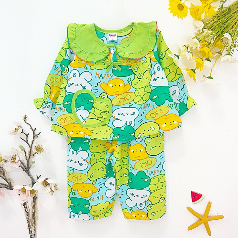 TOLEXINH  bộ tay dài quần dài bé gái - vải tole loại 1