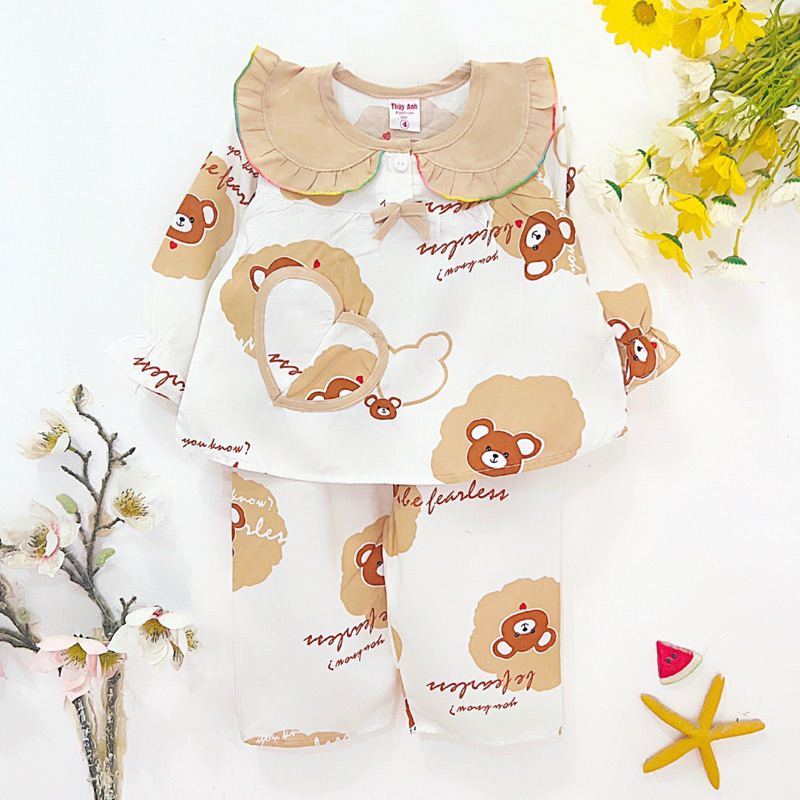 TOLEXINH  bộ tay dài quần dài bé gái - vải tole loại 1
