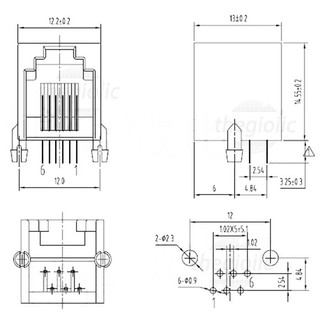 Cổng RJ11 Cái 6P6C 6 Chân Hàn PCB//2