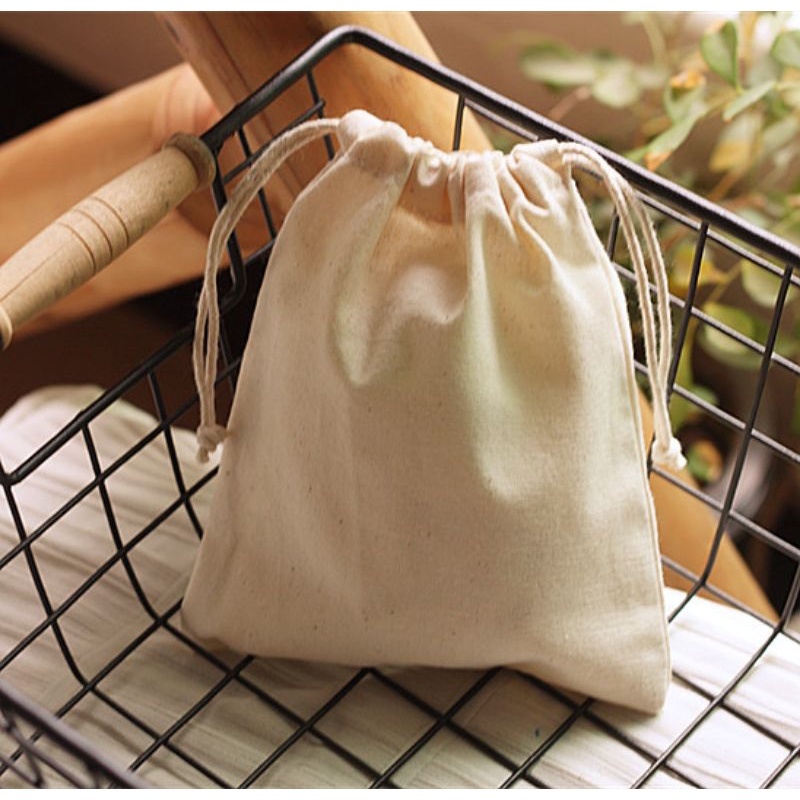 Túi vải nhỏ có dây rút màu kem đậmĐơn Giản Đựng Trang Sức, Túi Thơm, Sản Phẩm Handmade