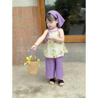 Set yếm tím kèm khăn xinh bé gái