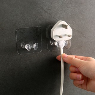 Móc Dán Tường Treo Ổ Cắm Điện Trong Suốt, móc kẹp dây điện, treo dây điện gọn gàng, tiện dụng