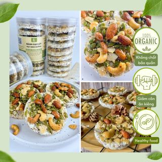Bánh gạo lứt phủ hạt dinh dưỡng không đường phù hợp cho người ăn kiêng, giảm cân, 250gr