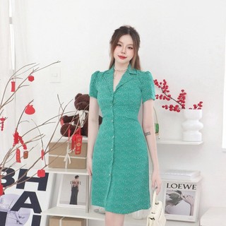 Đầm chấm bi thiết kế chữ A cổ danton sang trọng , thanh lịch