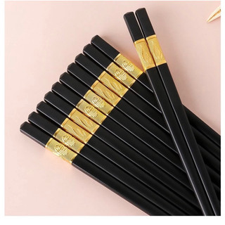 Bộ 10 đôi đũa nhựa khảm vàng cao cấp