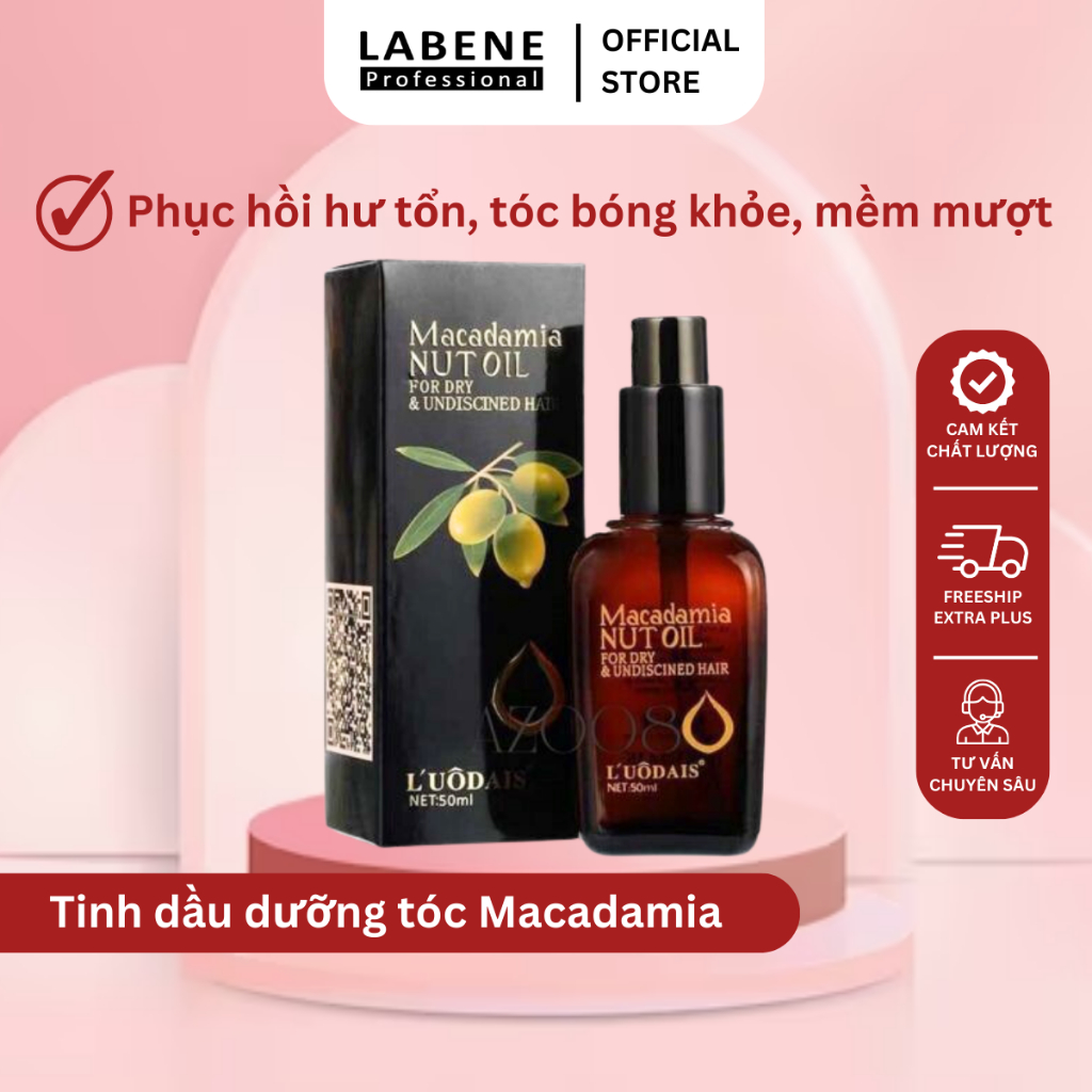 Tinh dầu dưỡng tóc Macadamia 50ml chăm sóc tóc khô xơ, giúp giữ nếp, tạo nếp, phục hồi hư tổn, mềm mượt óng ả | LABENE