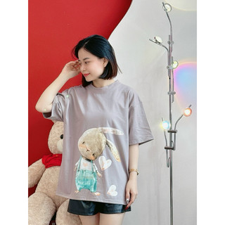 Áo Thun Nữ Ngắn Tay Cổ Tròn In Họa Tiết Thỏ Bigsize Thời Trang Hàn