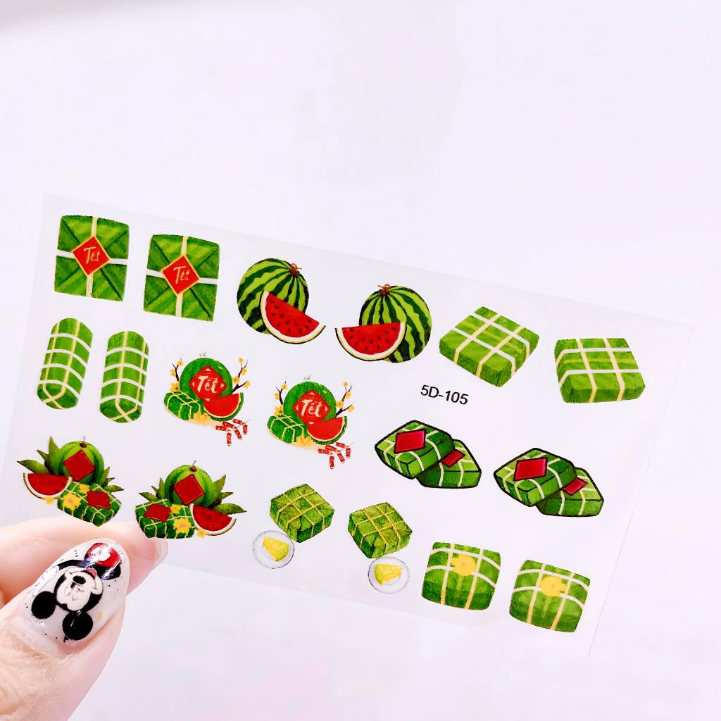 Sticker TẾT Lụa 5D Dán Móng