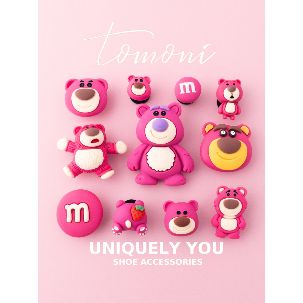 Sticker Gắn Dép, Hình Charm Trang Trí Giày Dép Hình Gấu Dâu Dễ Thương HQ22