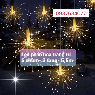 Dây đèn LED trang trí pháo hoa bộ 5 chùm chống nước lắp ngoài trời, giáng sinh, noel, tết