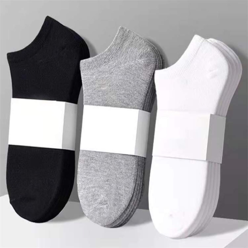 Tất ngắn cotton nam nữ trơn, thấm hút mồ hôi