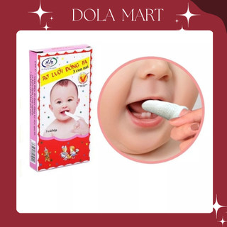 Gạc rơ lưỡi cho bé, Gạc rơ lưỡi Dong pha vệ sinh răng miệng cho bé 1 hộp 5 chiếc
