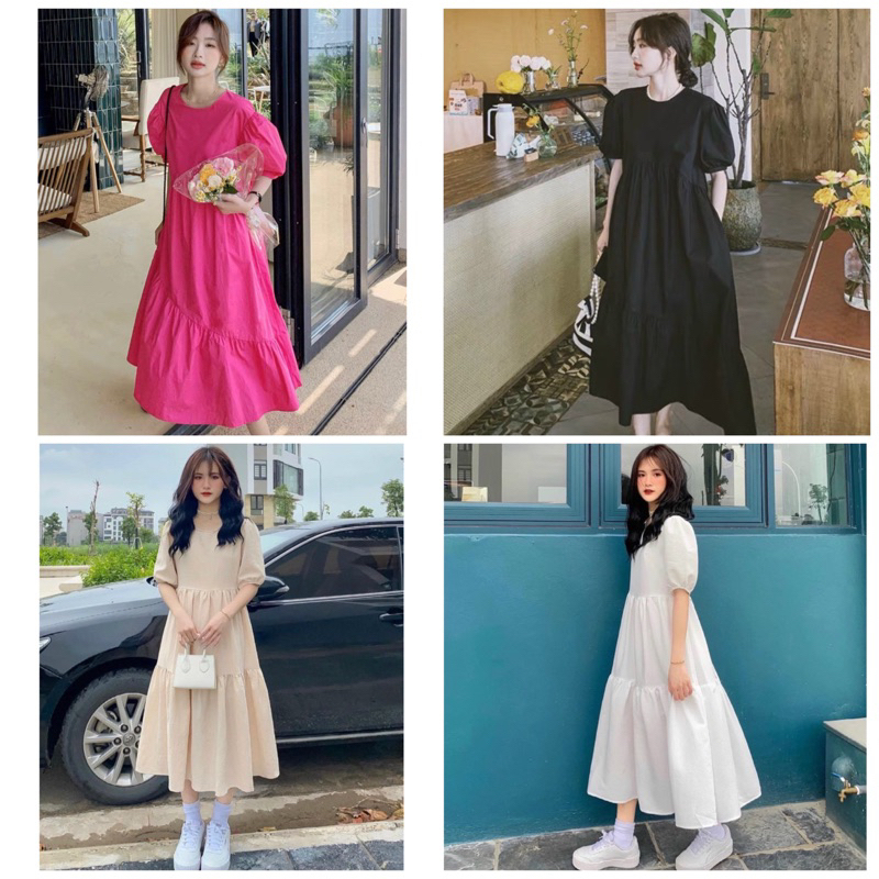 Đầm váy freesize suông cổ tròn form rộng 8 màu