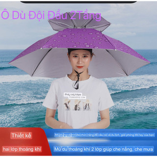 Dù Ô Đội Đầu Che Nắng Che Mưa 2 Tầng Câu Cá-Du Lịch-Làm Vườn -Ô Đội Đầu 2Tầng