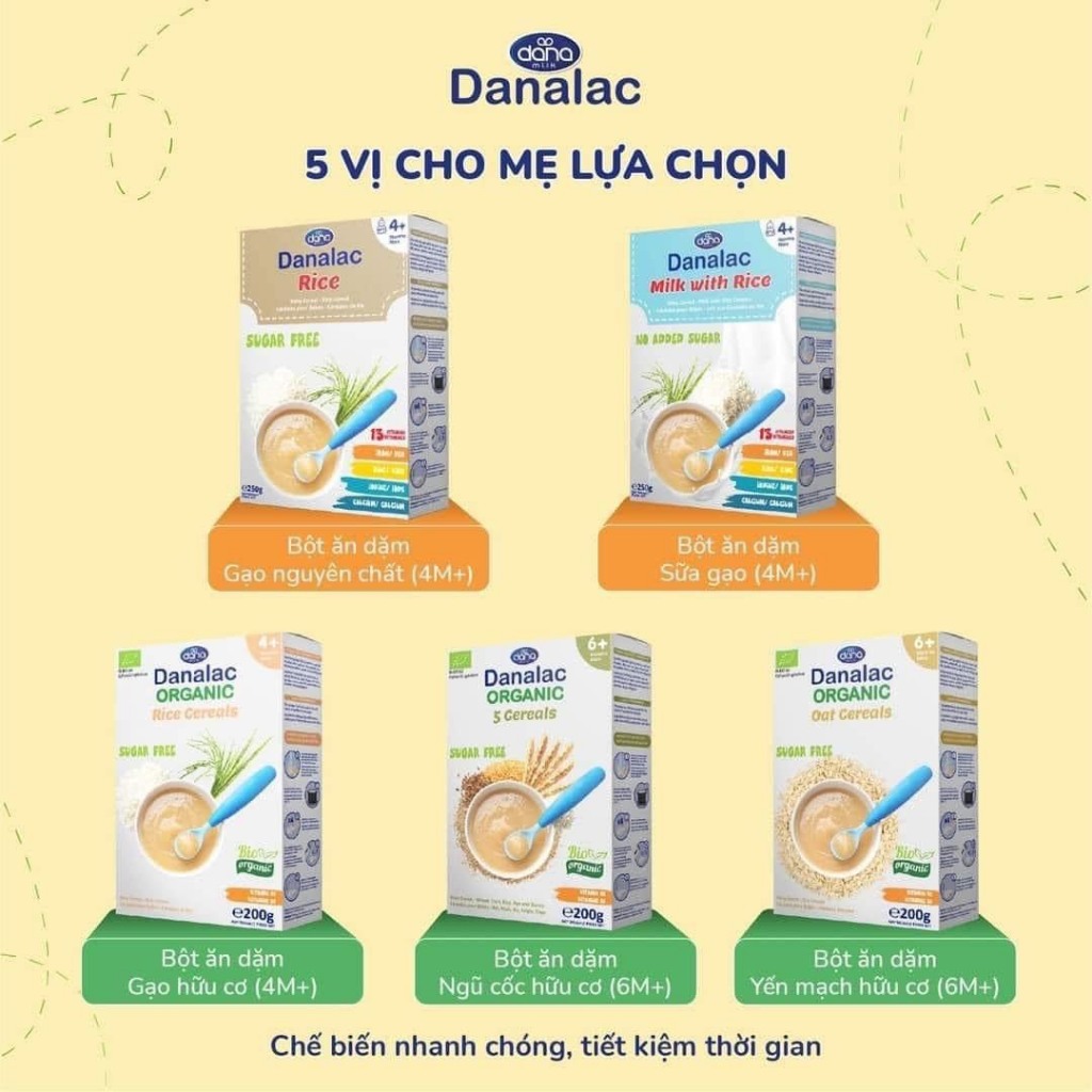 Bột Ăn Dặm Danalac Vị Gạo Hữu Cơ Cho Bé 4 Tháng Tiêu Chuẩn Organic EU