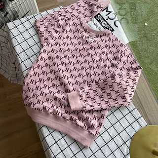 Áo sweater mlb monogram dích dắc - hồng