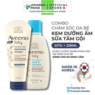  Kem Dưỡng Ẩm, Sữa Tắm Gội Cho Bé Aveeno Baby Giúp Nuôi Khoẻ Làn Da Bé