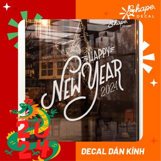 Decal dán kính trang trí năm mới