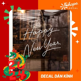 Decal dán kính trang trí năm mới