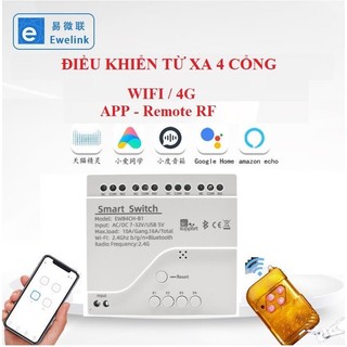 Công tắc điều khiển qua điện thoại 4 Kênh- Điều khiển từ xa qua Wifi - 4G - Remote 433mhz