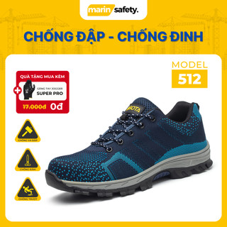 Giày bảo hộ lao động AGOTA 512 siêu bền màu xanh, có mũi thép chống va đập, đế lót thép chống đâm xuyên