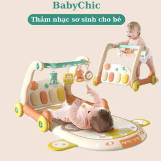 Thảm nhạc cho bé sơ sinh kiêm xe tập đi 3IN1, đồ chơi cho trẻ 0-12 tháng tuổi nằm chơi, nghe nhạc đàn piano Babychic