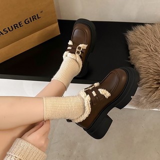 Giày đốc Lông Cừu da mềm ám áp đế PU hàng fullbox