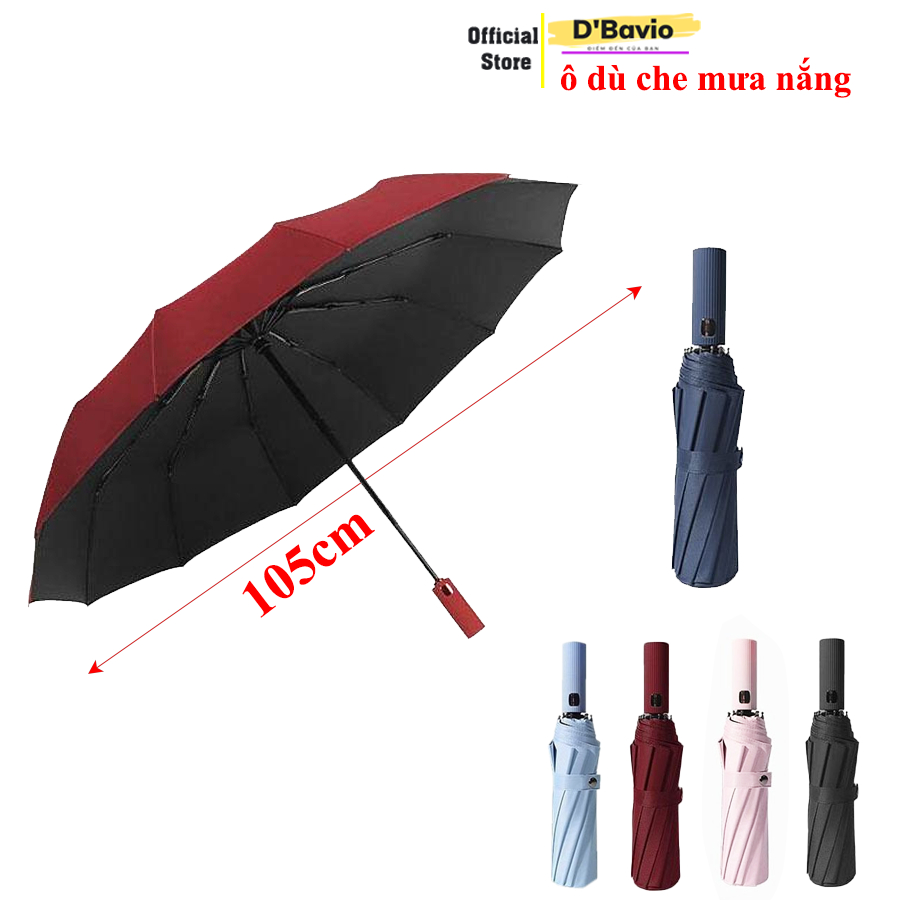 Ô dù che mưa đi nắng tự động gấp mở 2 chiều chống tia UV cỡ lớn loại 10 nan - Dbavio