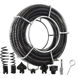 Dây thông tắc cống, bồn cầu, bồn rửa dùng cho máy khoan dây lò xo phi 16 + 6 đầu thông xịn + 1 đầu kết nối