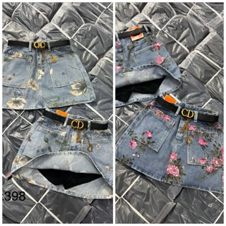 Chân váy jean cotton in hoa có lót quần bên trong