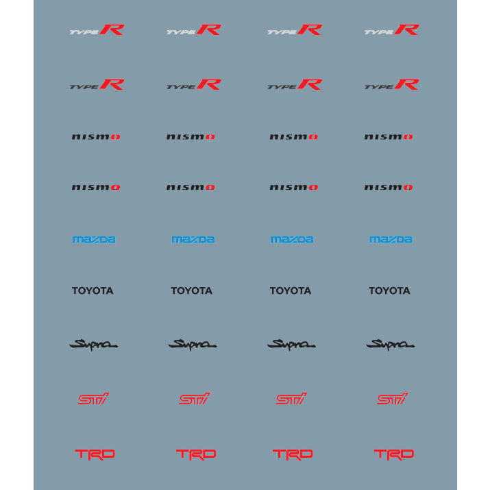 Decal nước LOGO các hãng xe Nhật cho xe mô hình 1:64