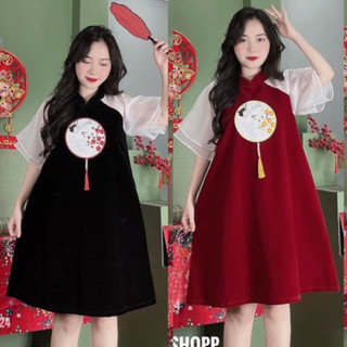 🌴 ĐẦM NHUNG CÁCH TÂN KÈM LOGO 60-95kg 🩸 BIGSIZE RIN HEO