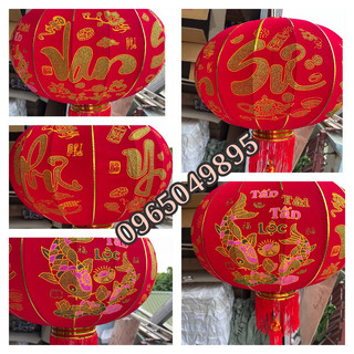 Đèn lồng vải nhung đỏ treo tết 60cm-80cm-100cm