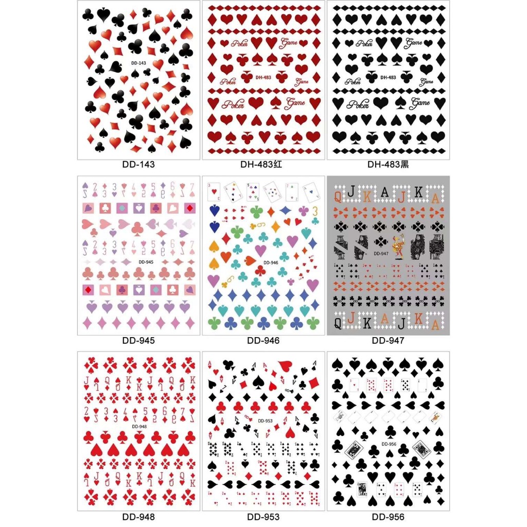 Sticker Lá Bài dán móng nail