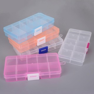 Hộp nhựa trong suốt 10 ngăn đựng trang sức phụ kiện handmade nhỏ gọn
