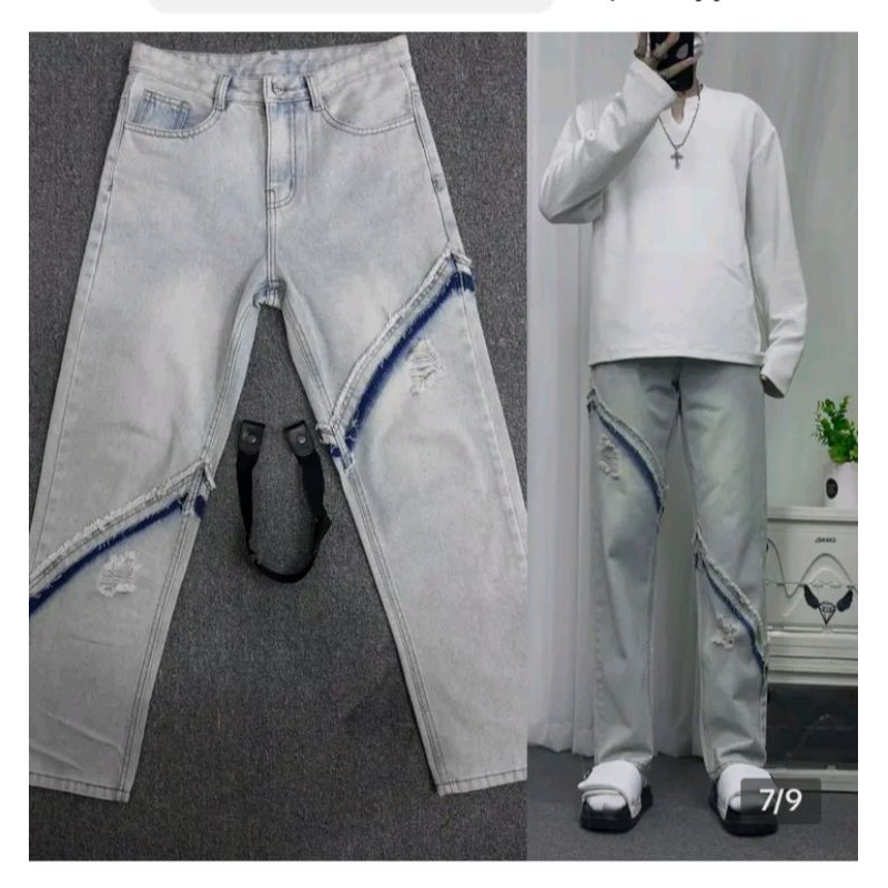 Quần Jean Ống Rộng Nam Nữ Unisex Wash Blue Silver Hàng Cao Cấp - MS201 - LEVEL SHOP