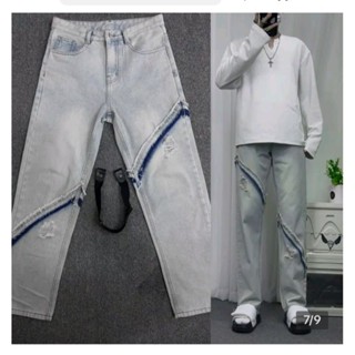 Quần Jean Ống Rộng Nam Nữ Unisex Wash Blue Silver Hàng Cao Cấp - MS201 - LEVEL SHOP