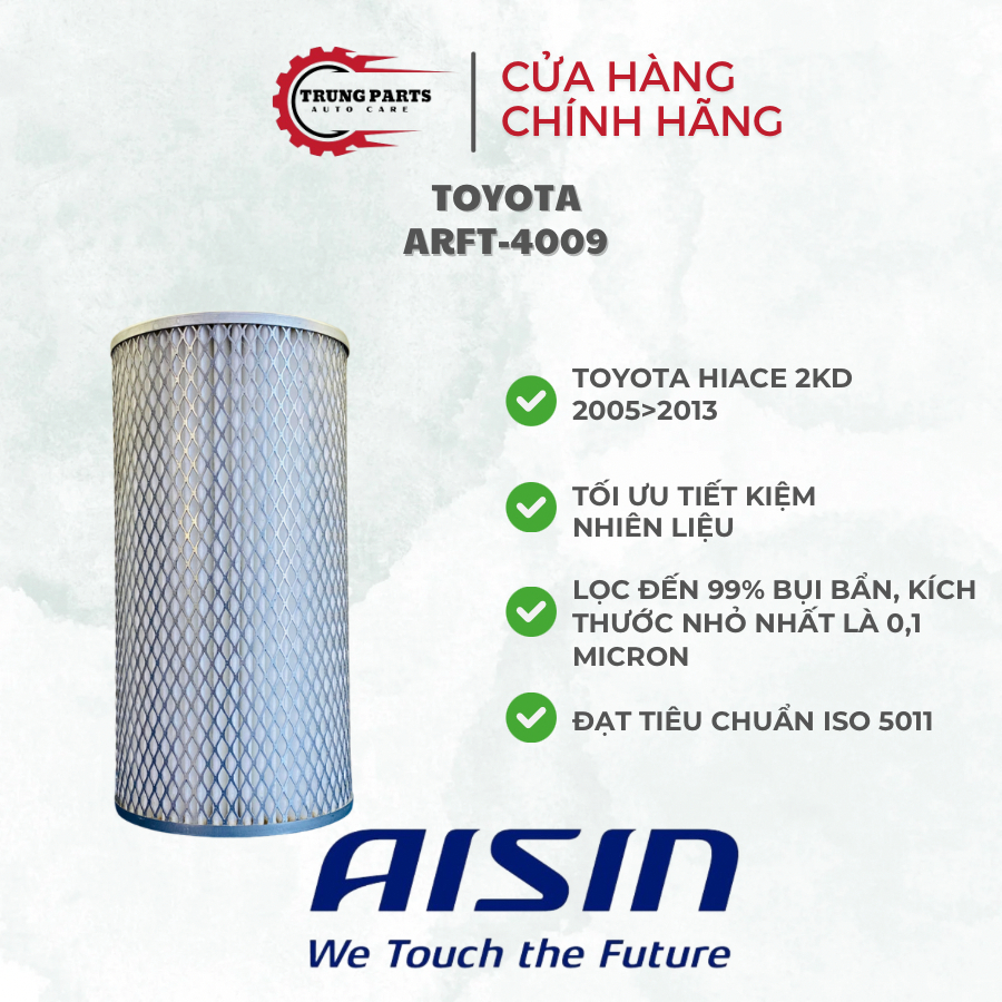 Lọc gió động cơ Toyota Hiace 2KD-FTV 2005-2013 máy dầu mã 17801-30050 thương hiệu AISIN ARFT-4009