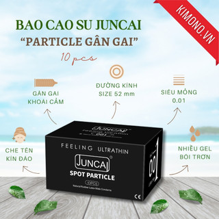 Bao cao su Juncai gân gai lớn Siêu mỏng 001 Đen Spot Particle Nhiều gel bôi trơn, Hộp 10 bcs size 52mm