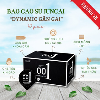 Bao cao su Juncai 0.01 siêu mỏng nhiều gel bôi trơn, kéo dài thời gian size 52mm