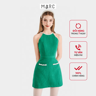 Đầm Kiểu Nữ MARC FASHION Tweed Mini Cổ Yếm Phối Túi Giả - CBVH111523