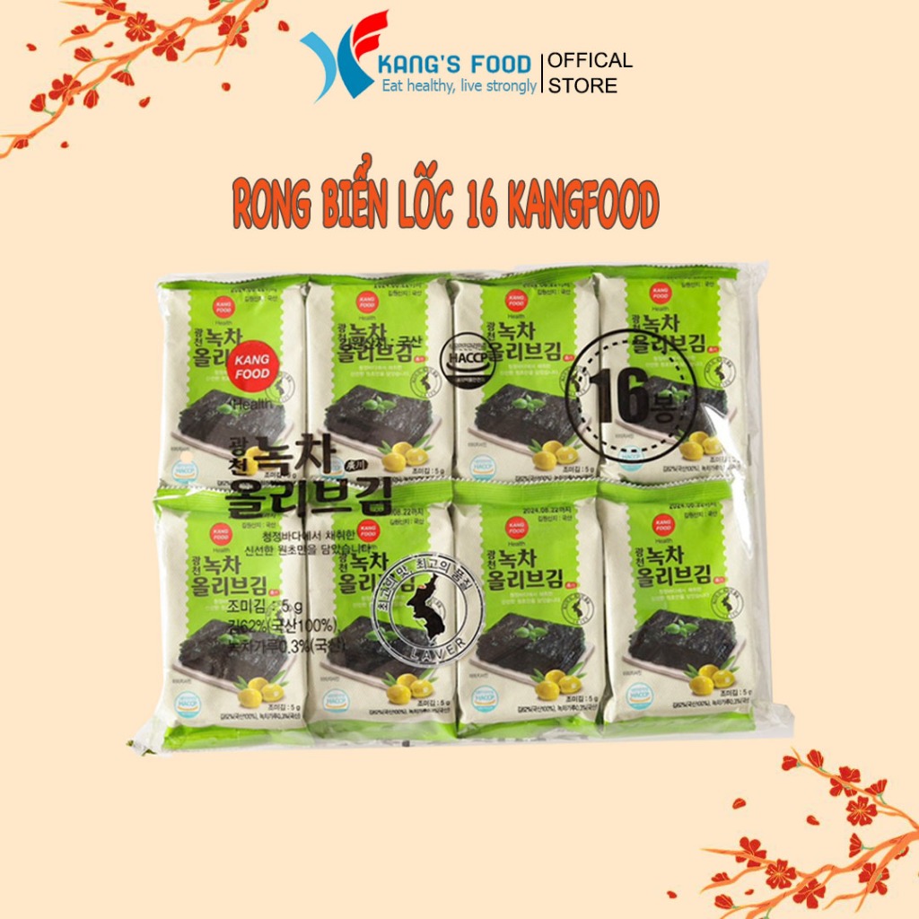 Rong biển ăn liền nhập khẩu Hàn Quốc vị Olive lốc 16 gói